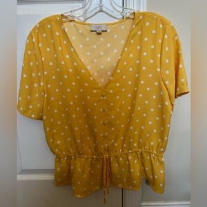 LOFT yellow polka dot blouse